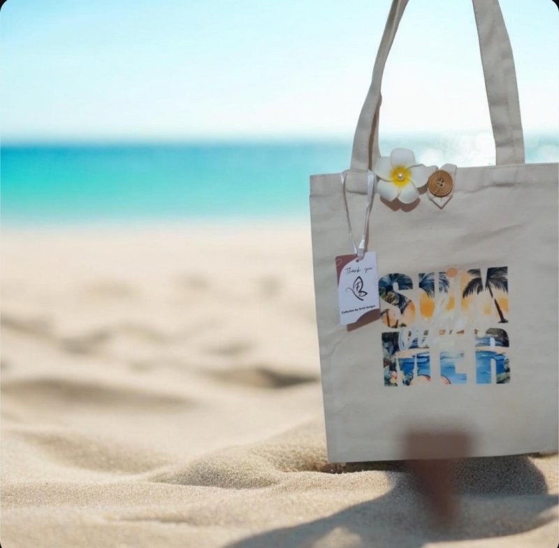 Tote Bag summer vibes avec fermeture bouton